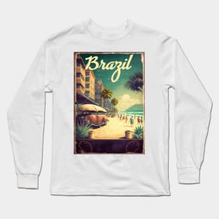 Brazil Beach Vintage Travel Art Poster Long Sleeve T-Shirt